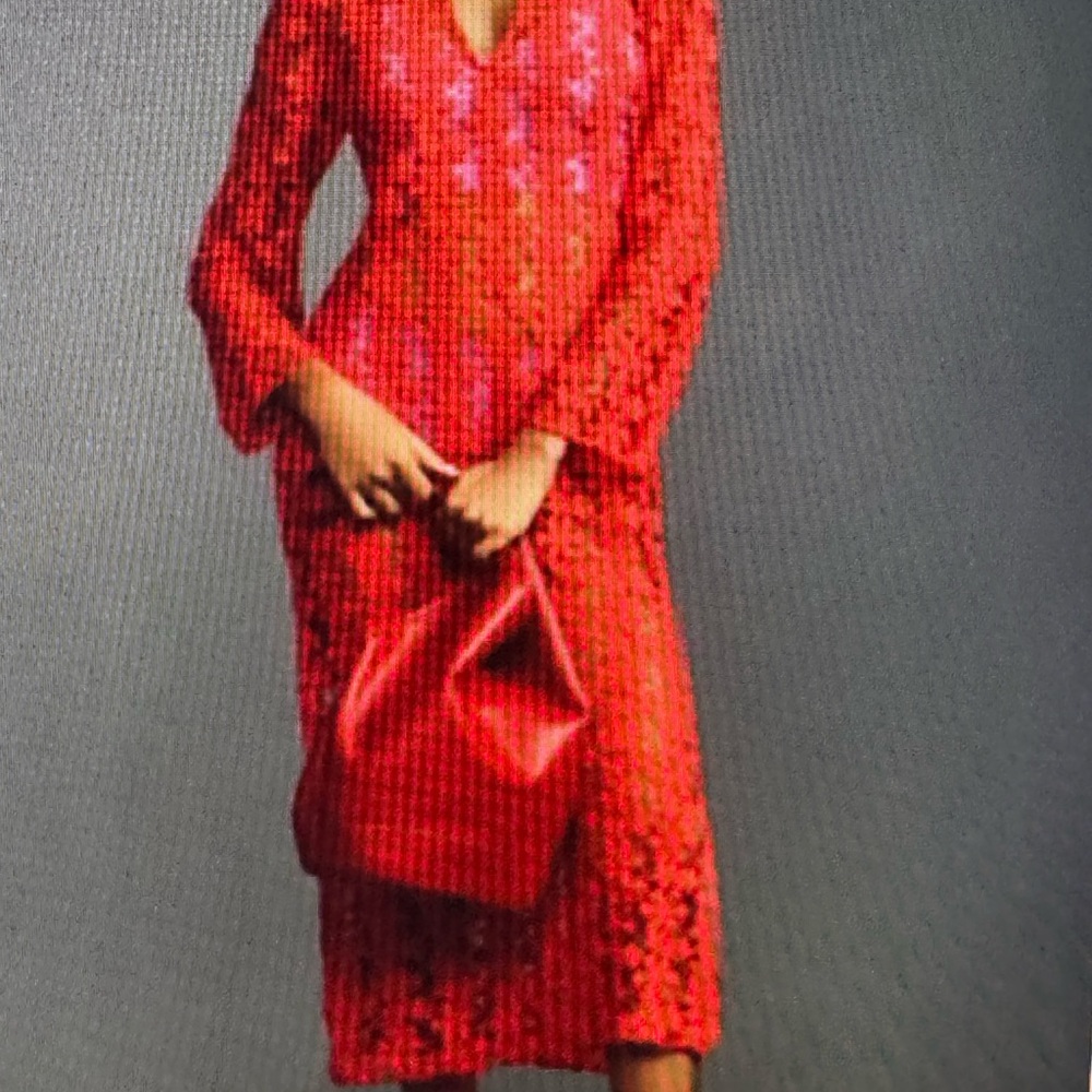 Anthropologie Vibrant Red Long Sleeve Dress